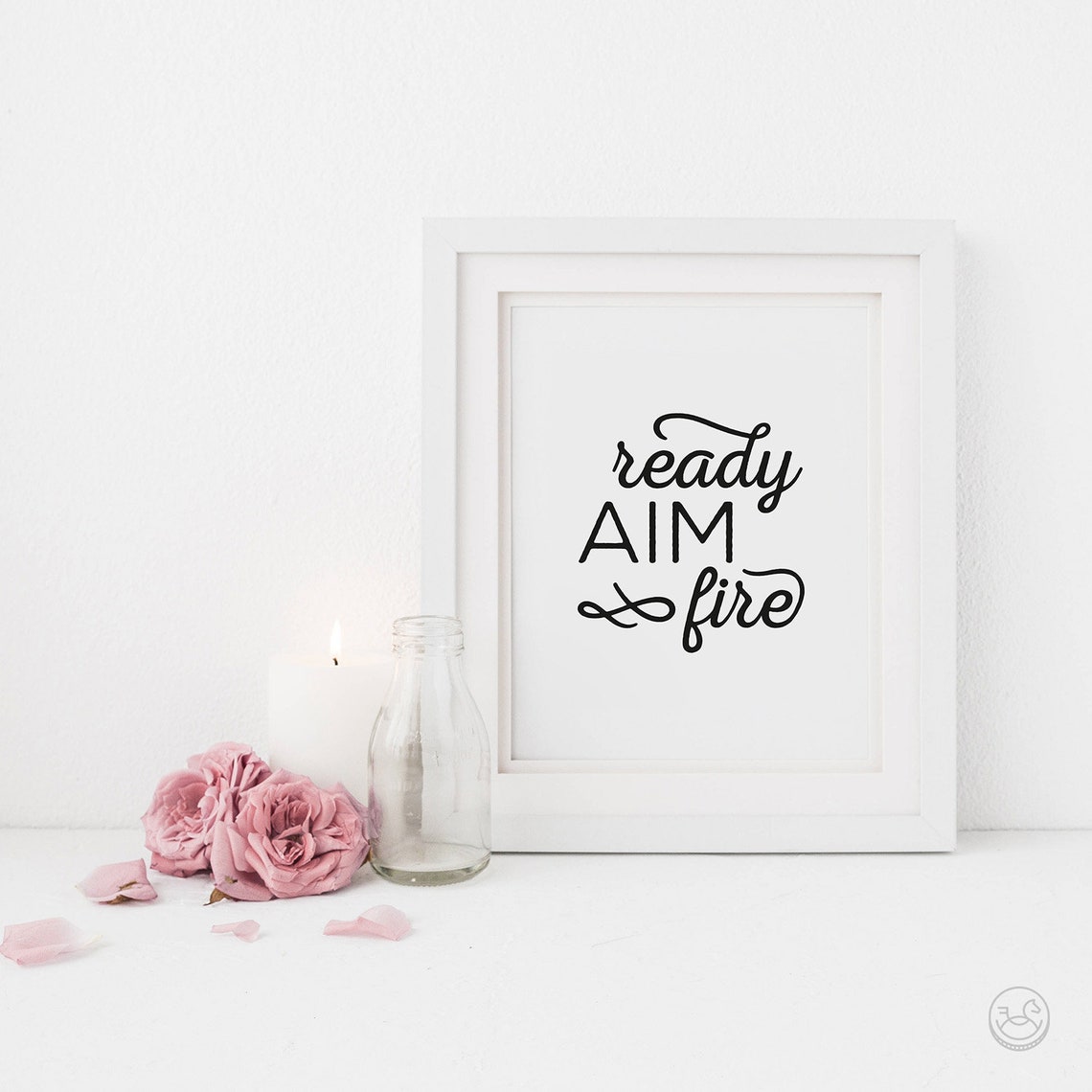 Ready Aim Fire Funny Bathroom Poster Modern Script Typography Decor - Image 4