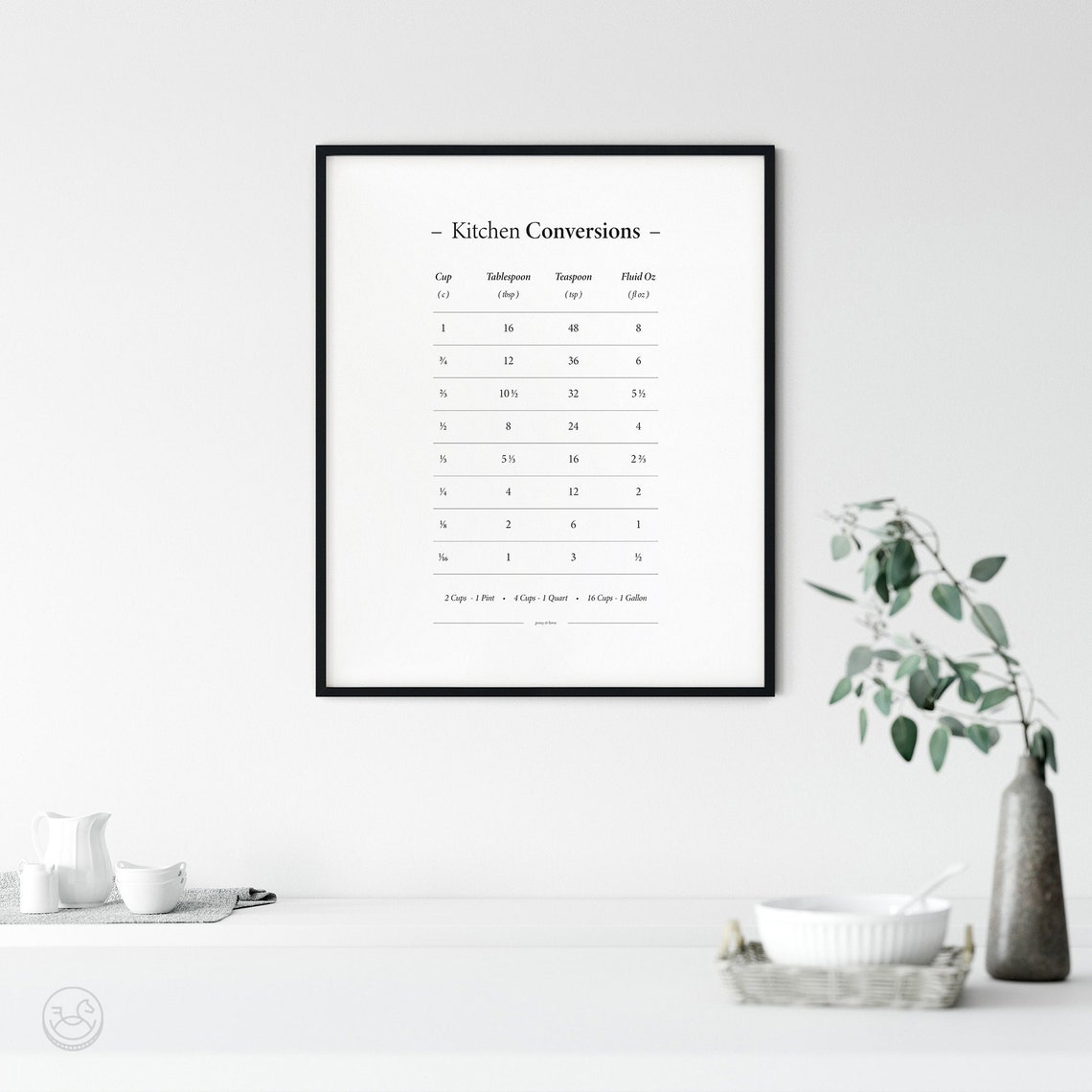 Kitchen Conversions Table Cups Tablespoons Kitchen Reference Poster - Image 2