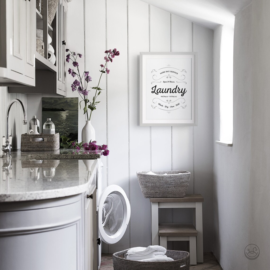 Vintage Laundry Typography Art Print, Laundry Sign - Image 2