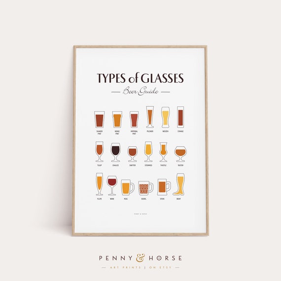 Beer Glasses Poster Types Of Beer Glasses Print Man Cave Art Bar Poster Beer Glasses Gift Beer Diagram Dorm Room Art Bedroom Decor