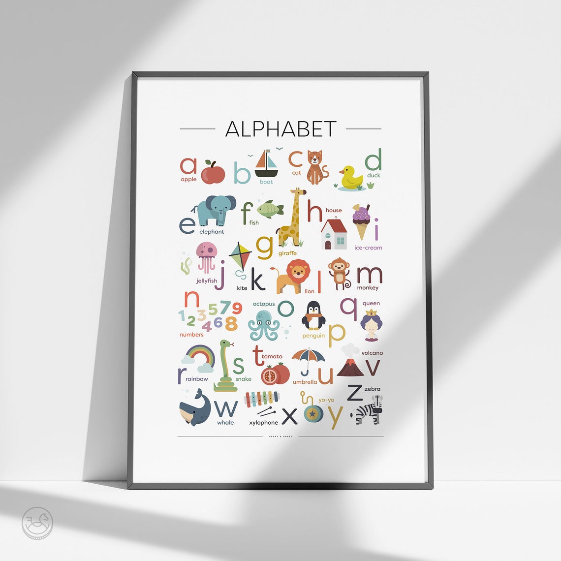 Illustrated Alphabet Chart with Cute Animals Kids Nursery Poster - Image 3