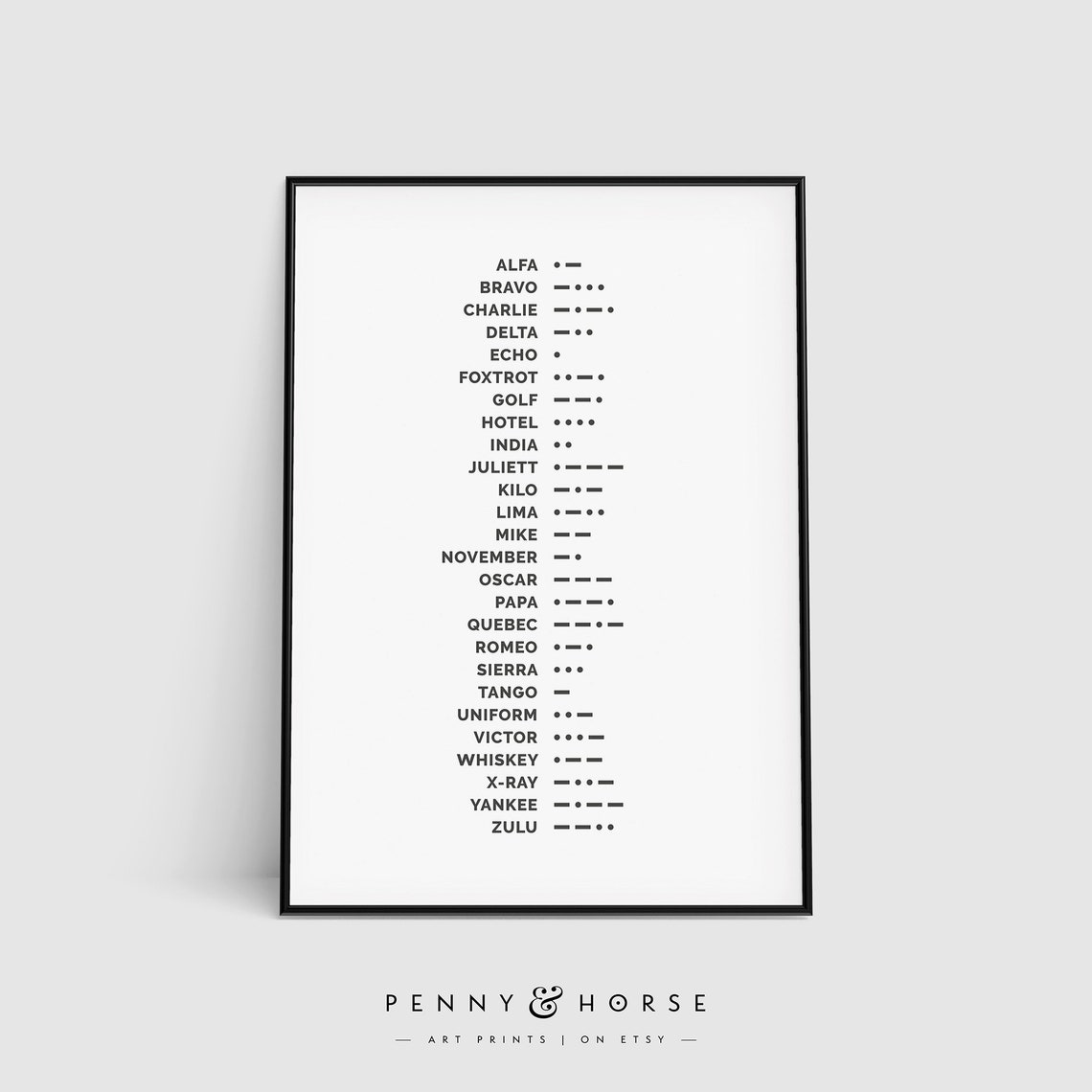 NATO Phonetic Alphabet and Morse Code Minimalist Typography Poster