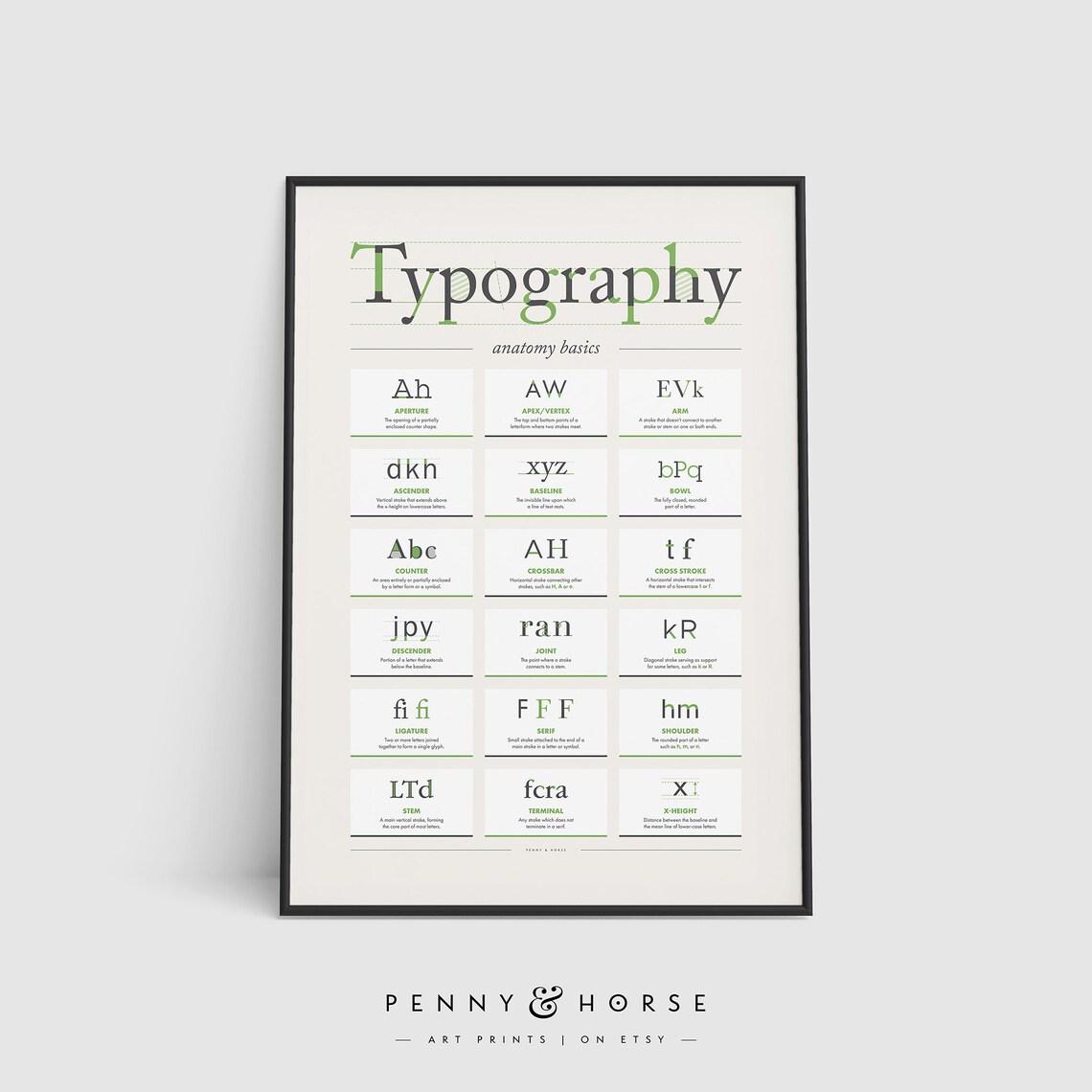Typography Anatomy Basics Art Print, Type Design Poster