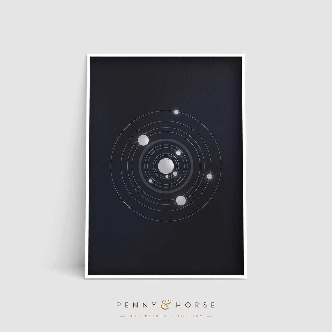 Minimalist Solar System Orbits Chart Dark Space Decor Poster