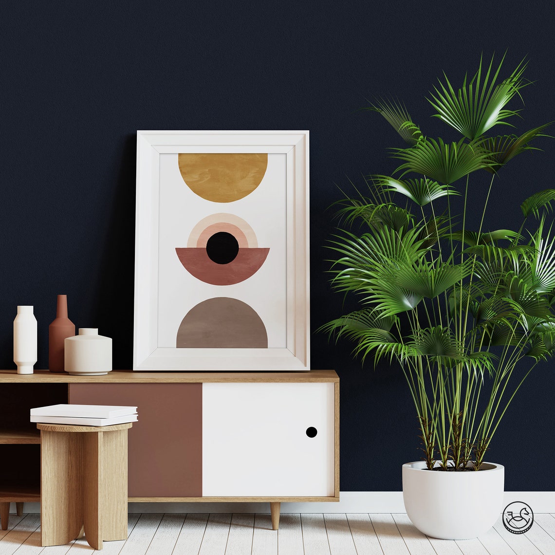 Boho Minimal Circles Abstract Muted Earth Tones Geometric Print - Image 2