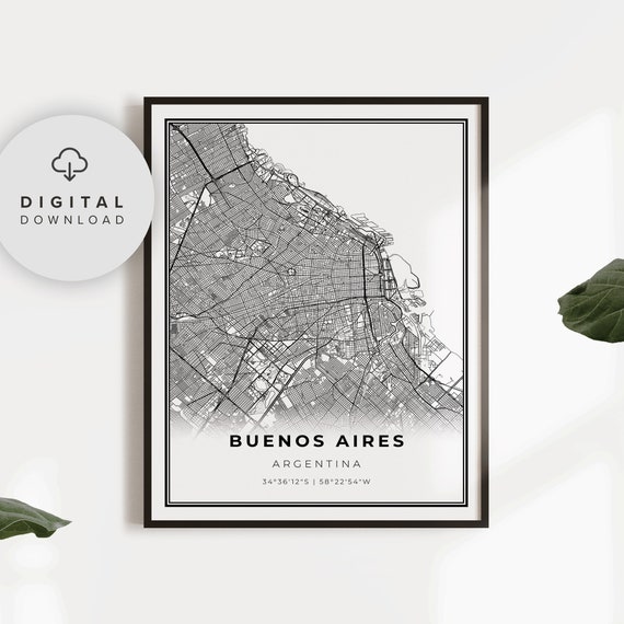 Buenos Aires Map Print Argentina Art Poster City Street Road Prints Gift Dad Np812