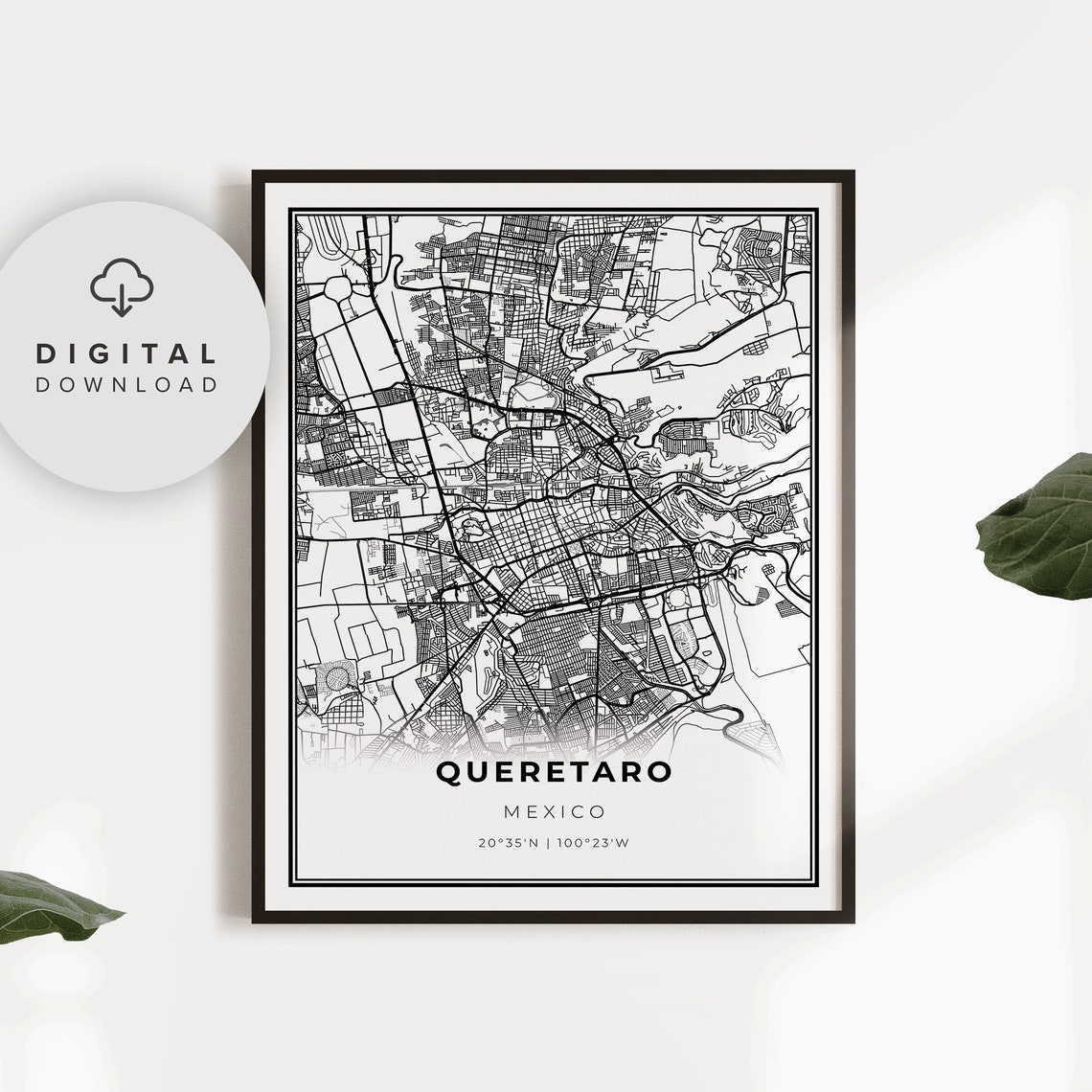 Queretaro Map Print Mexico Art Poster Santiago City Street Road Np592
