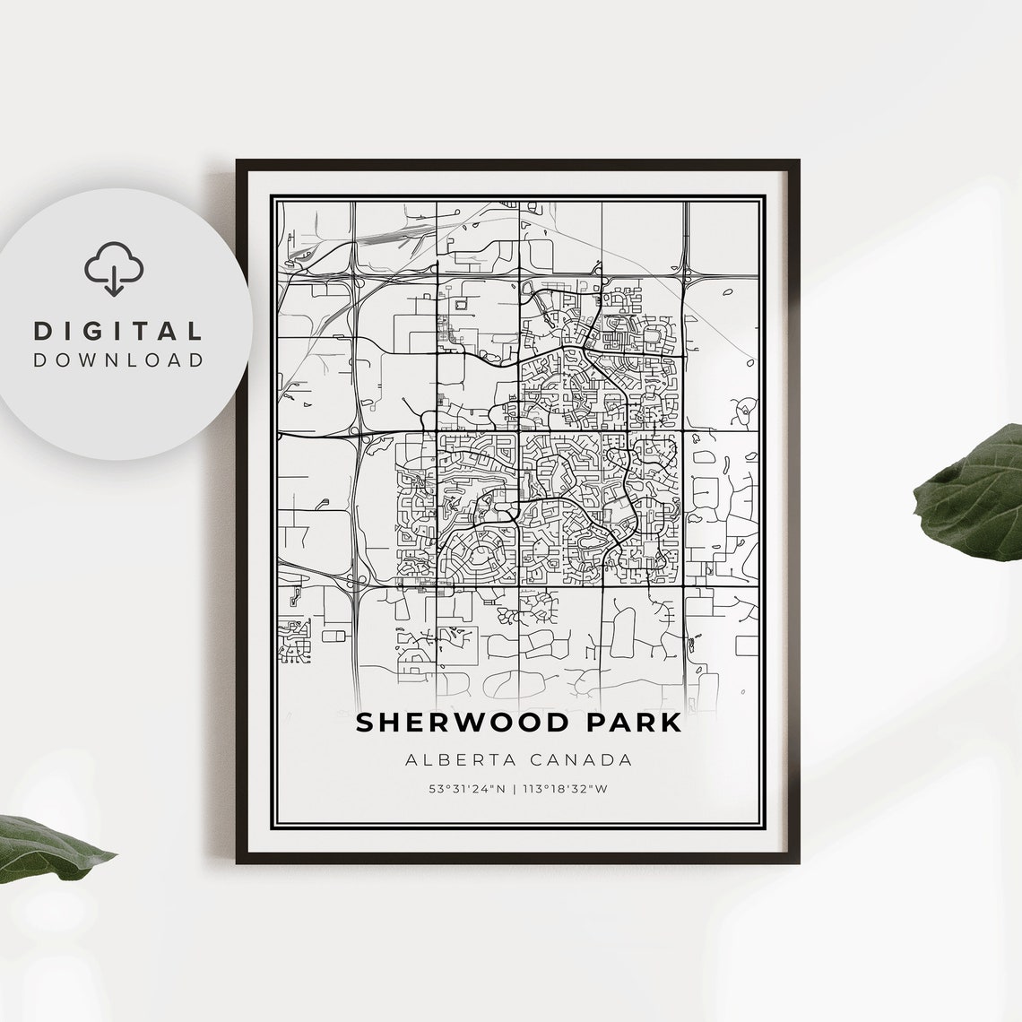 Sherwood Park Map Print Alberta Ab Canada City Street Road Artwork Gift Coworker Np593