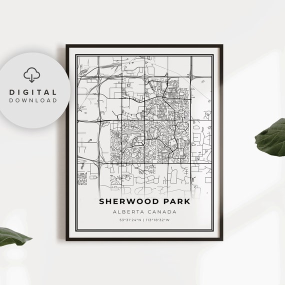 Sherwood Park Map Print Alberta Ab Canada City Street Road Artwork Gift Coworker Np593