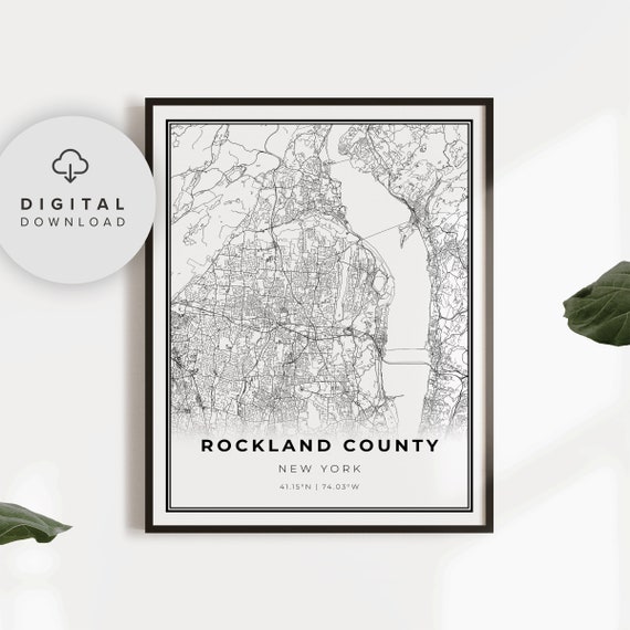 Rockland County Map Print New York Ny Usa Art Poster City Street Road Etsy Np257