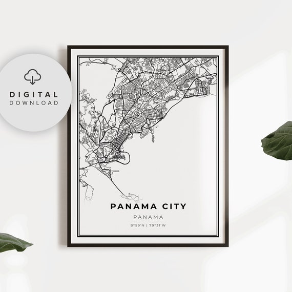 Panama City Map Print Art Poster Street Road Wall Np833