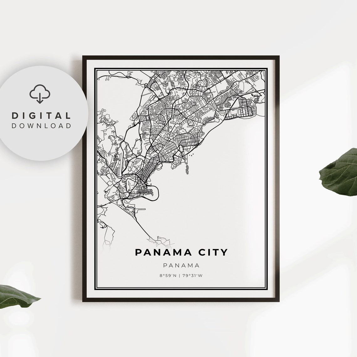 Panama City Map Print Art Poster Street Road Wall Np833