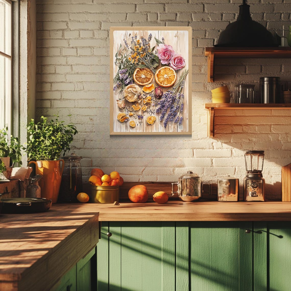 Dried Oranges and Lavender Botanical Flat Lay Still Life Poster - Image 3