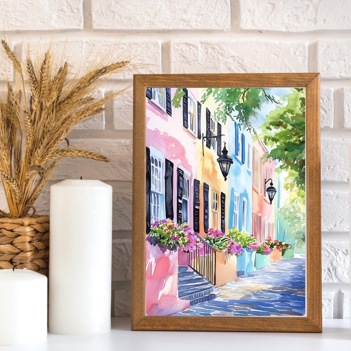 Rainbow Row Charleston Art Print South Carolina Watercolor Historic Downtown House Painting Southern Architecture Wall Art - Image 2