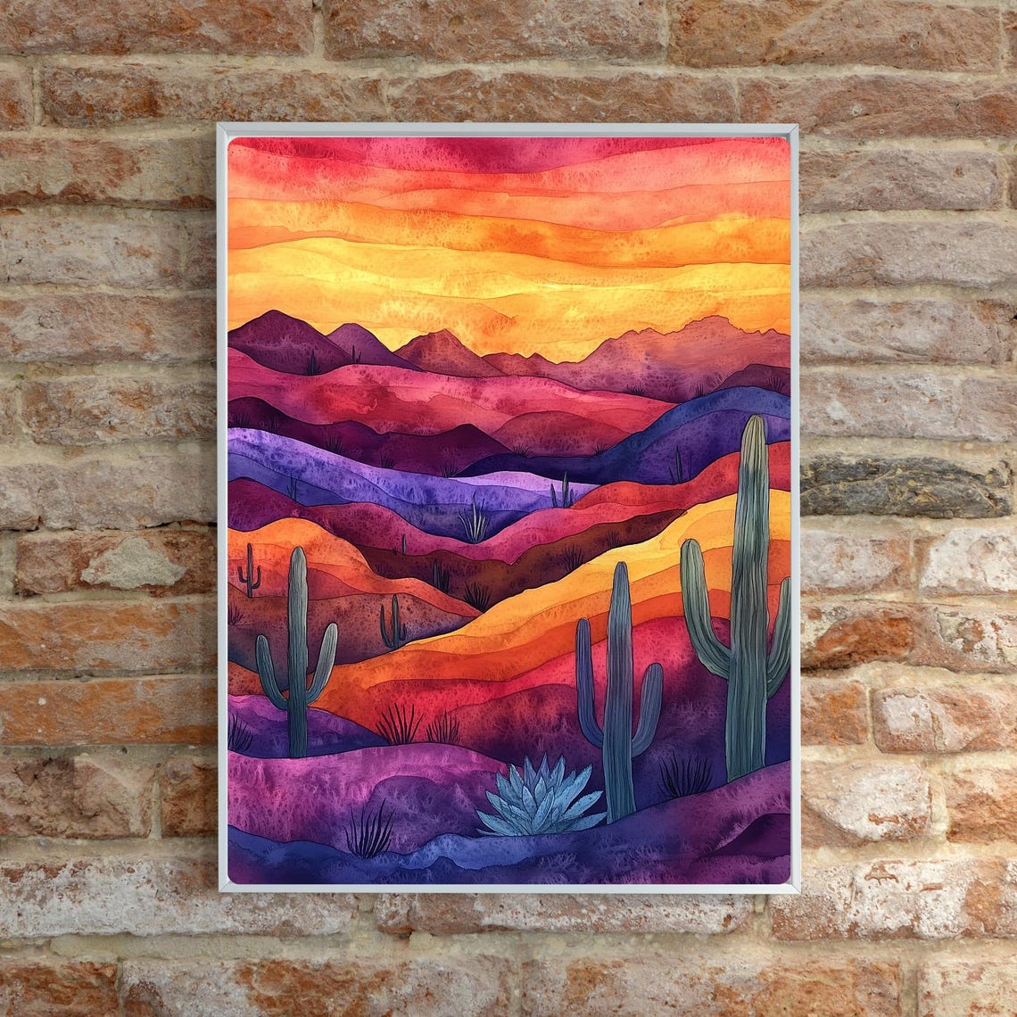 Desert Sunset Saguaro Cactus Purple Mountains Landscape Poster - Image 5