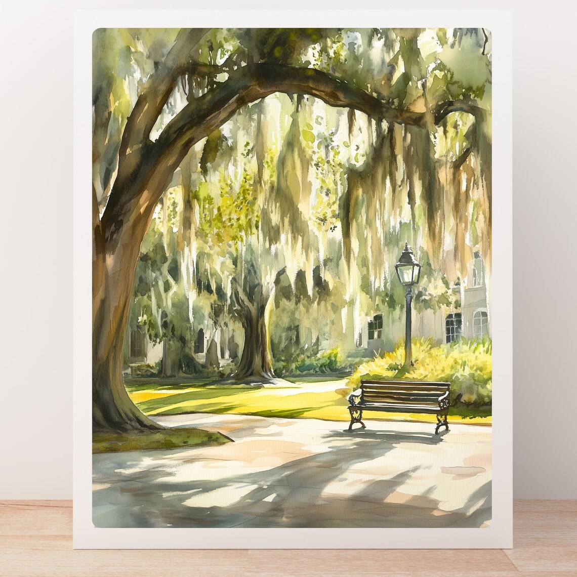 Savannah Georgia Watercolor Park Scene Art Print - Image 6