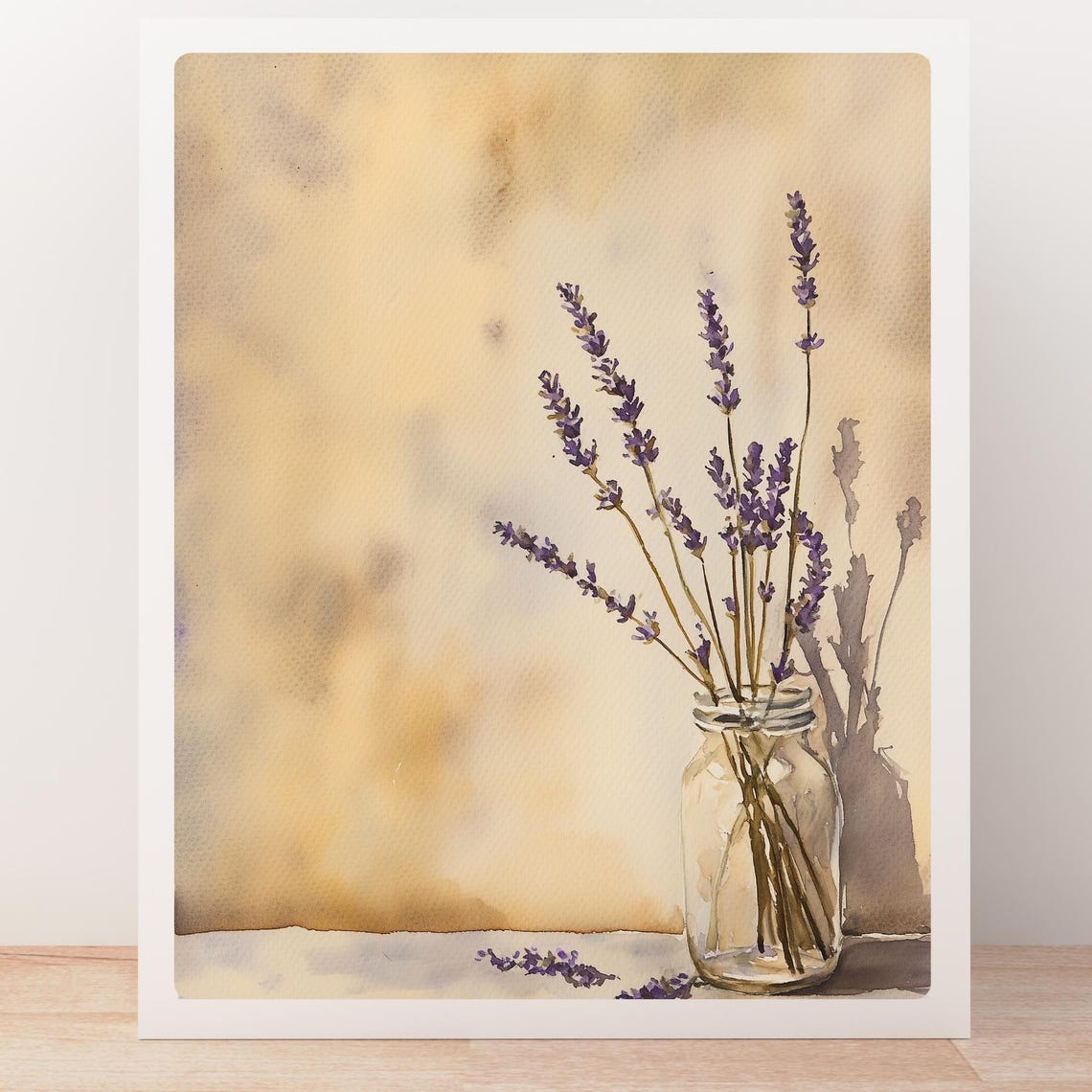 Lavender Stems in Glass Jar Warm Watercolor Still Life Poster - Image 4