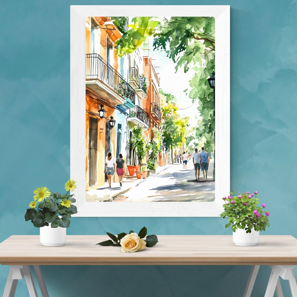 Roma Norte Leafy Street Mexico City Watercolor Travel Poster - Image 2