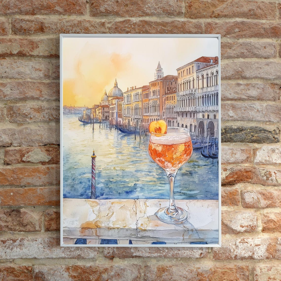 Peach Bellini Cocktail Overlooking the Grand Canal at Sunset Poster - Image 6