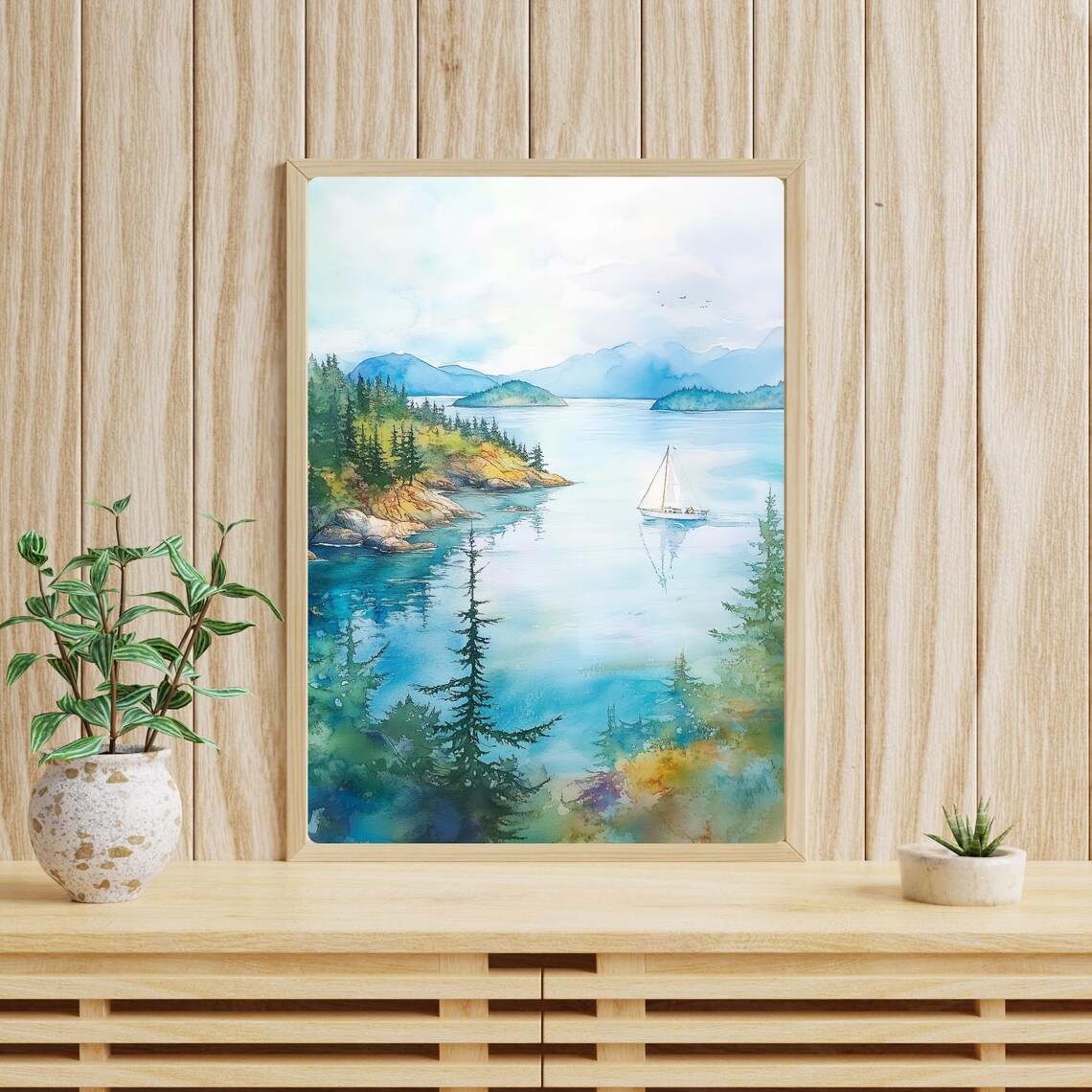 San Juan Islands Watercolor Travel Poster, Washington State - Image 4