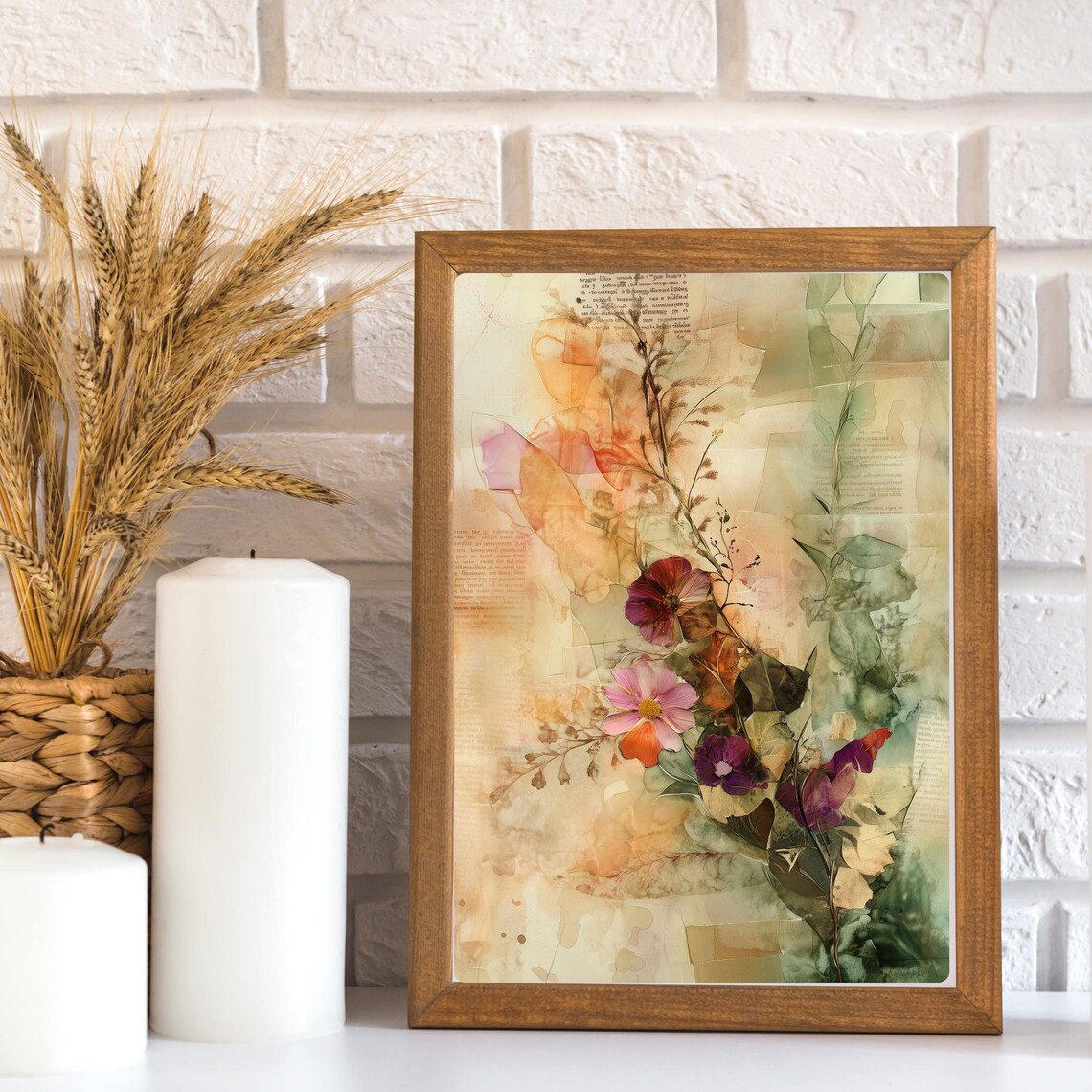 Vintage Pressed Flower Botanical Collage Art Print - Image 3