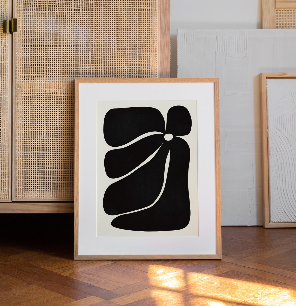 Black Abstract Wavy Petal Flower Minimalist Modern Art Poster - Image 3