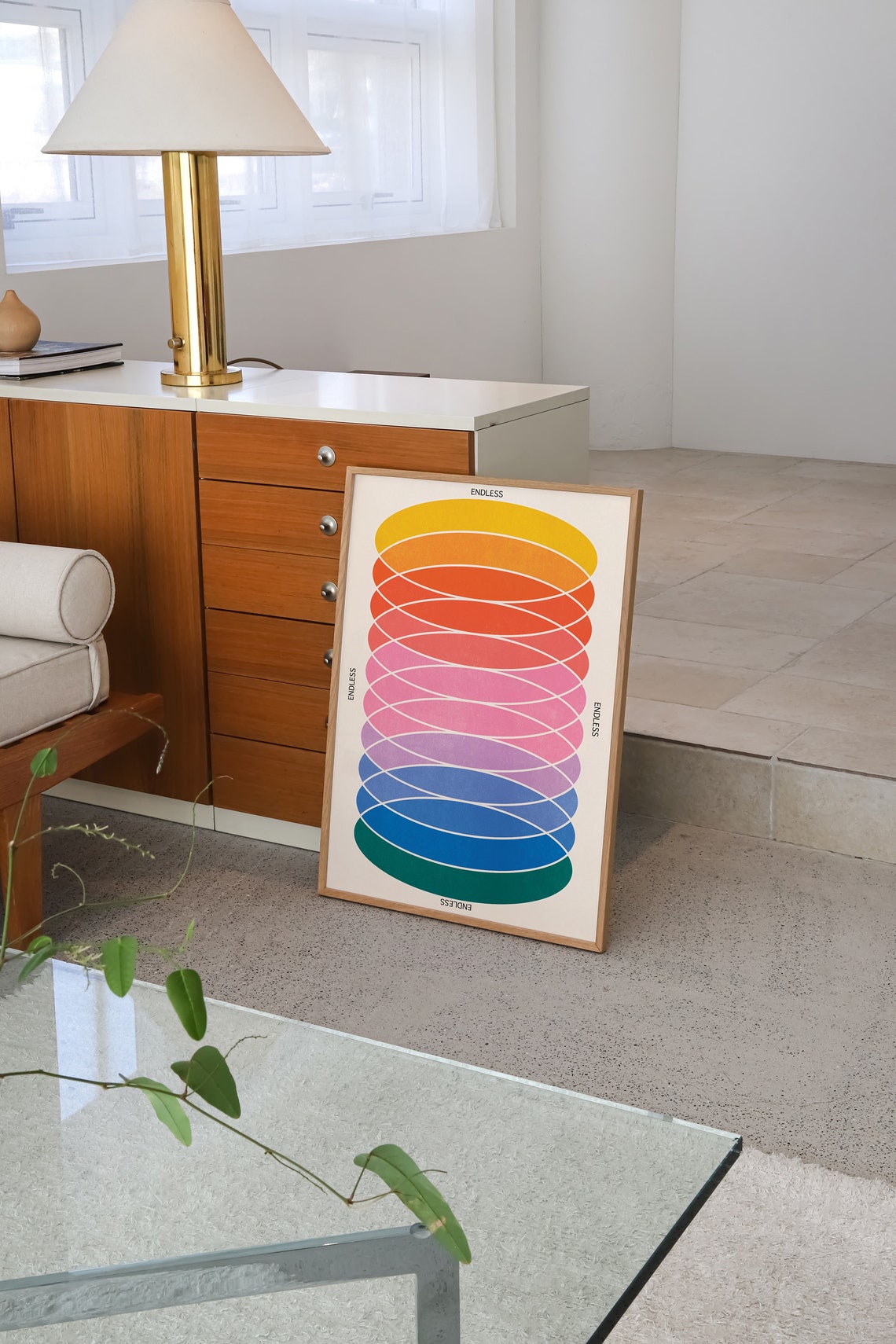 Endless Rainbow Gradient Ovals Psychedelic 70s Geometric Art Poster - Image 3
