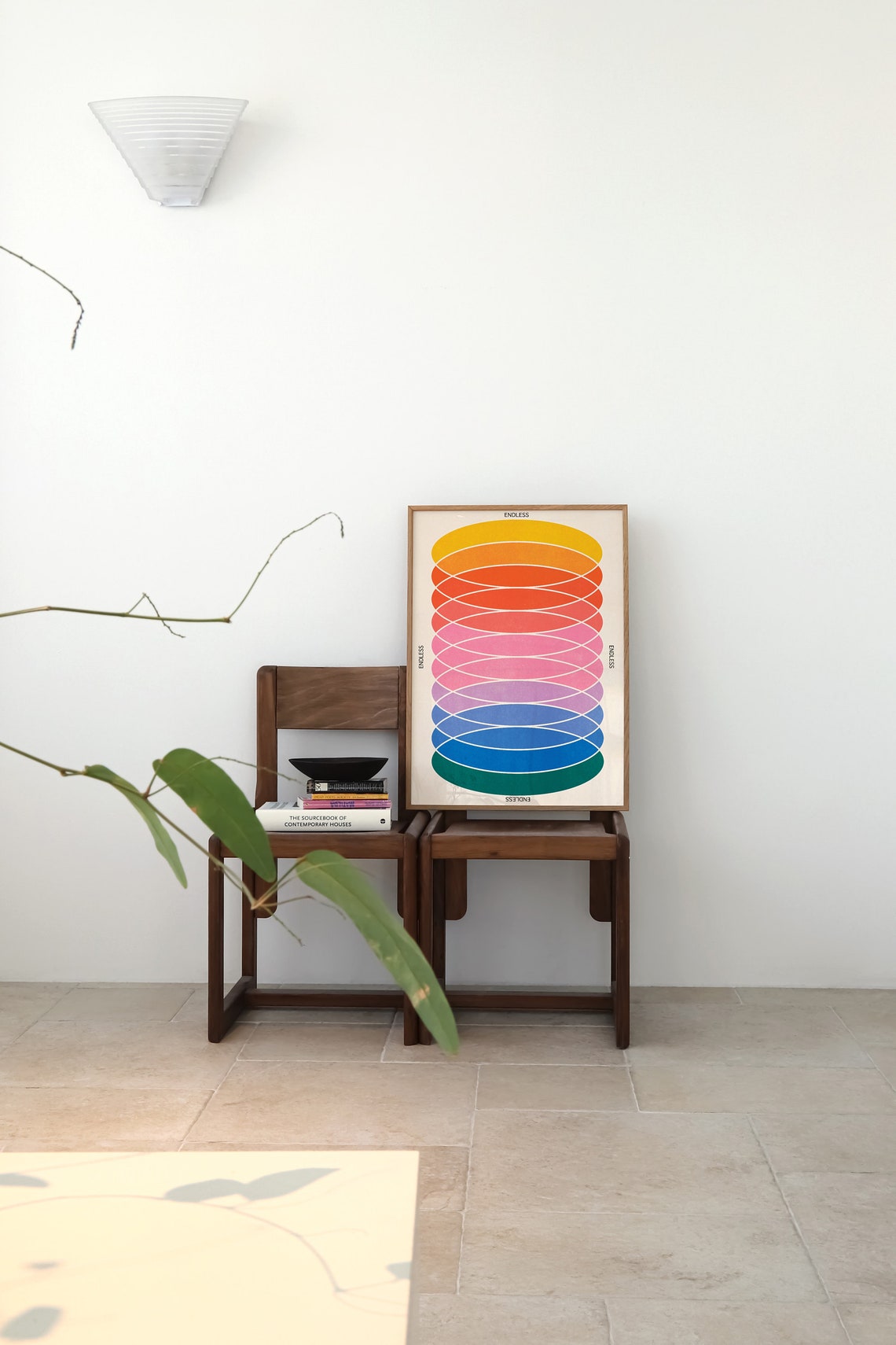 Endless Rainbow Gradient Ovals Psychedelic 70s Geometric Art Poster - Image 2