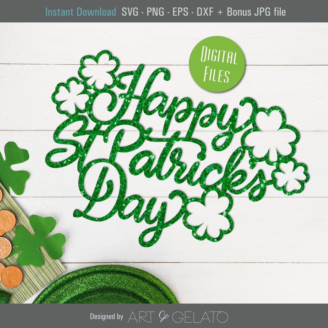 Happy St Patrick's Day Cake Topper SVG, DIY Sign - Image 3