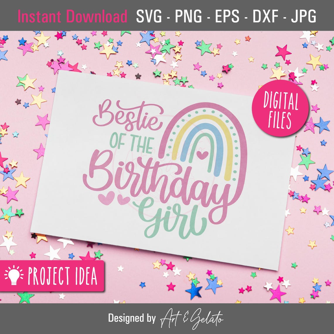 Bestie Of The Birthday Girl Svg Birthday Rainbow Svg Best Friends Shirt Happy Birthday Svg Girl Birthday Party Rainbow Boho Bestie - Image 3
