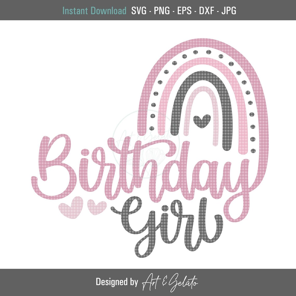 Birthday Girl Pink Gray Rainbow Party Shirt Design Gift Poster