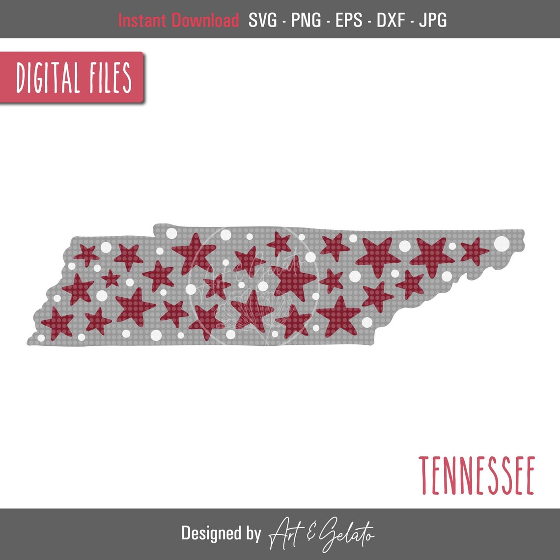 Tennessee State Map Red Stars Volunteer Pride Cut File Design Poster