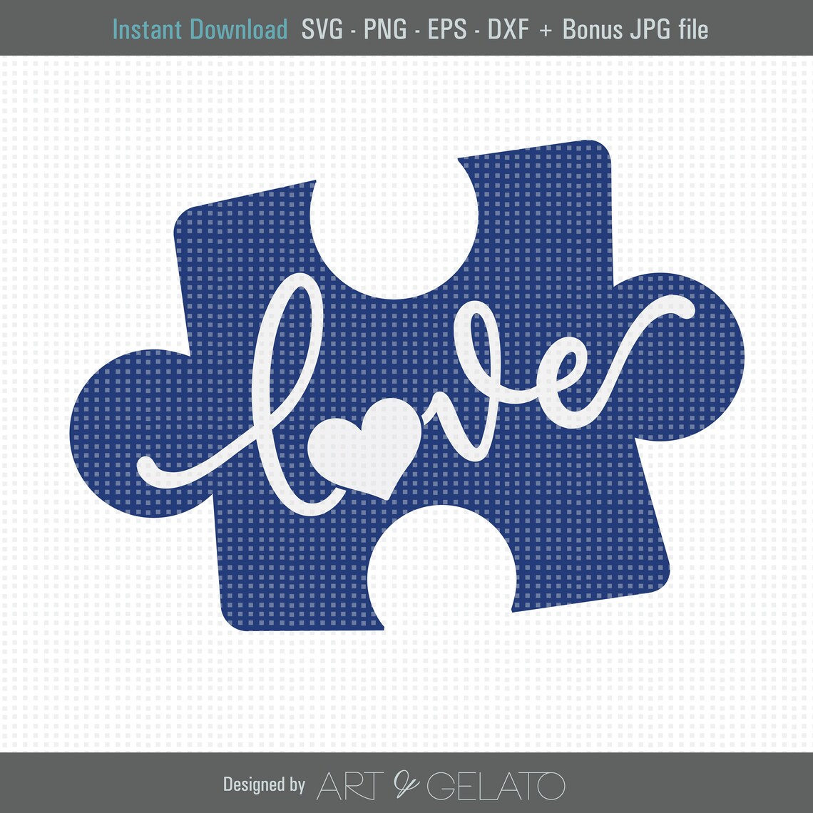 Autism Awareness Puzzle Piece, Love Autism Art Print