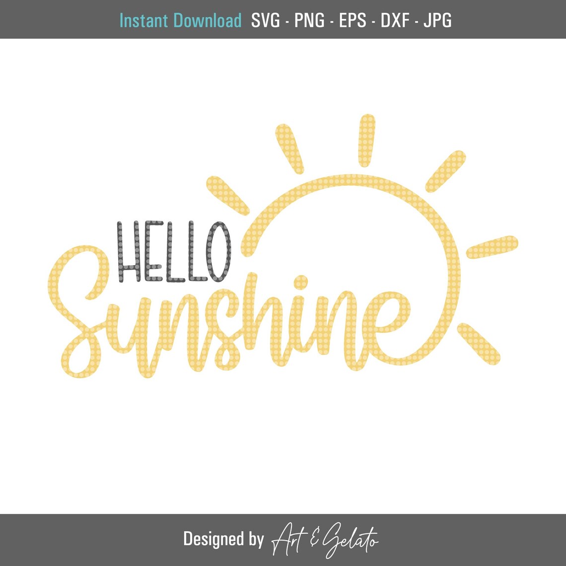 Hello Sunshine Summer Sign Art Print, Kitchen Decor