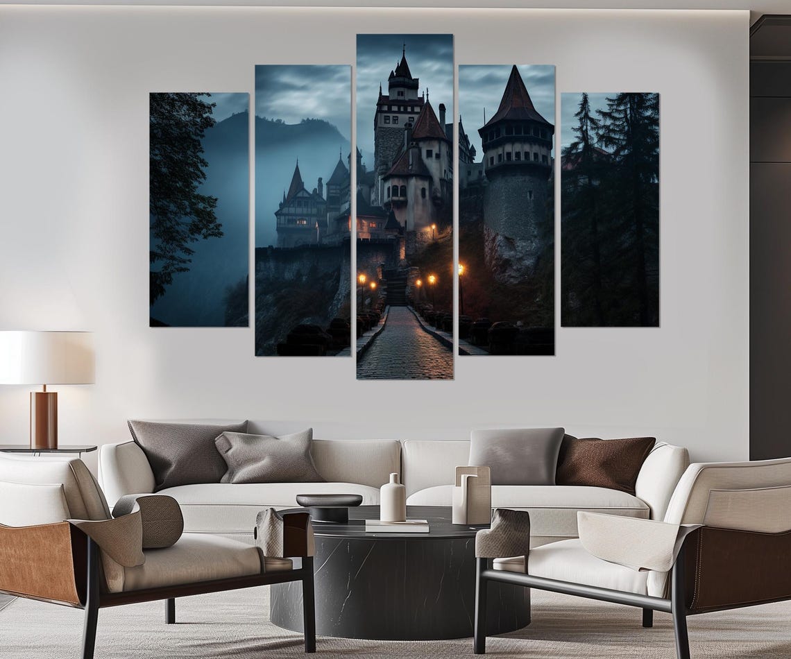 Bran Castle Dracula Romania Misty Night Gothic Towers Wall Poster - Image 3