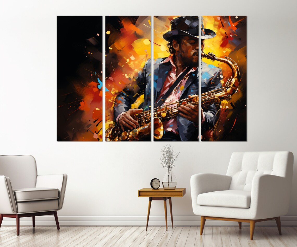 Abstract Saxophonist Music Art Print, Musician Gift - Image 2