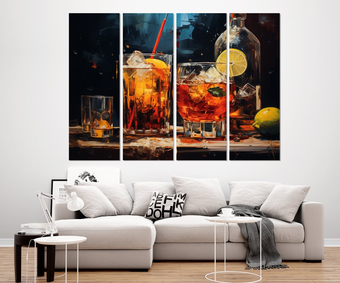 Abstract Alcohol Drinks Painting Print Alcohol Wall Art Alcohol Art Barman Gift Framed And Ready To Hang - Image 3
