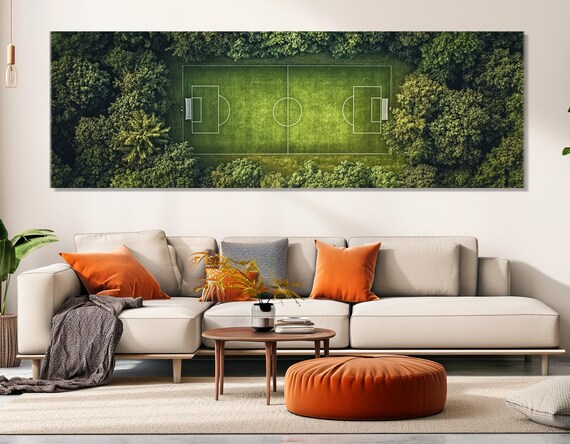 Abstract Soccer Field In Deep Green Forest Print Soccer Club Decor Fantasy Soccer Wall Art Soccer Gifts Framed And Ready To Hang
