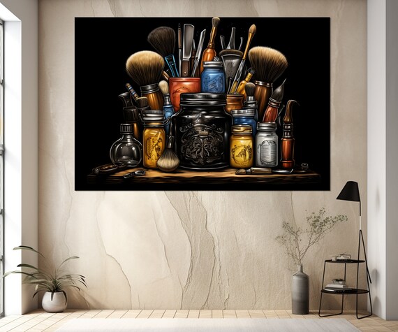 Retro Barbershop Wall Decor Vintage Barber Tools Painting Print Barbershop Wall Art Barber Gift Framed And Ready To Hang