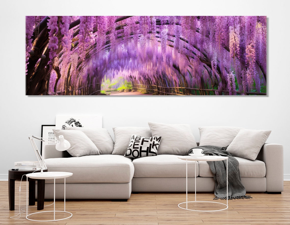 Wisteria Flower Tunnel In Japan Print Kawachi Fuji Gardens In Kitakyushu Painting Japanese Wall Art Framed And Ready To Hang