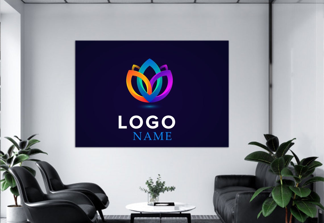 Custom Company Logo Print Colorful Lotus Logo Name Office Sign Gift - Image 3