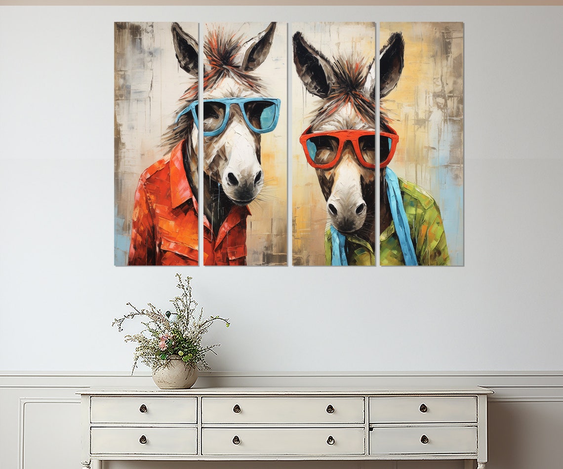 Two Cool Donkeys Wearing Sunglasses And Colorful Shirts Poster - Image 2