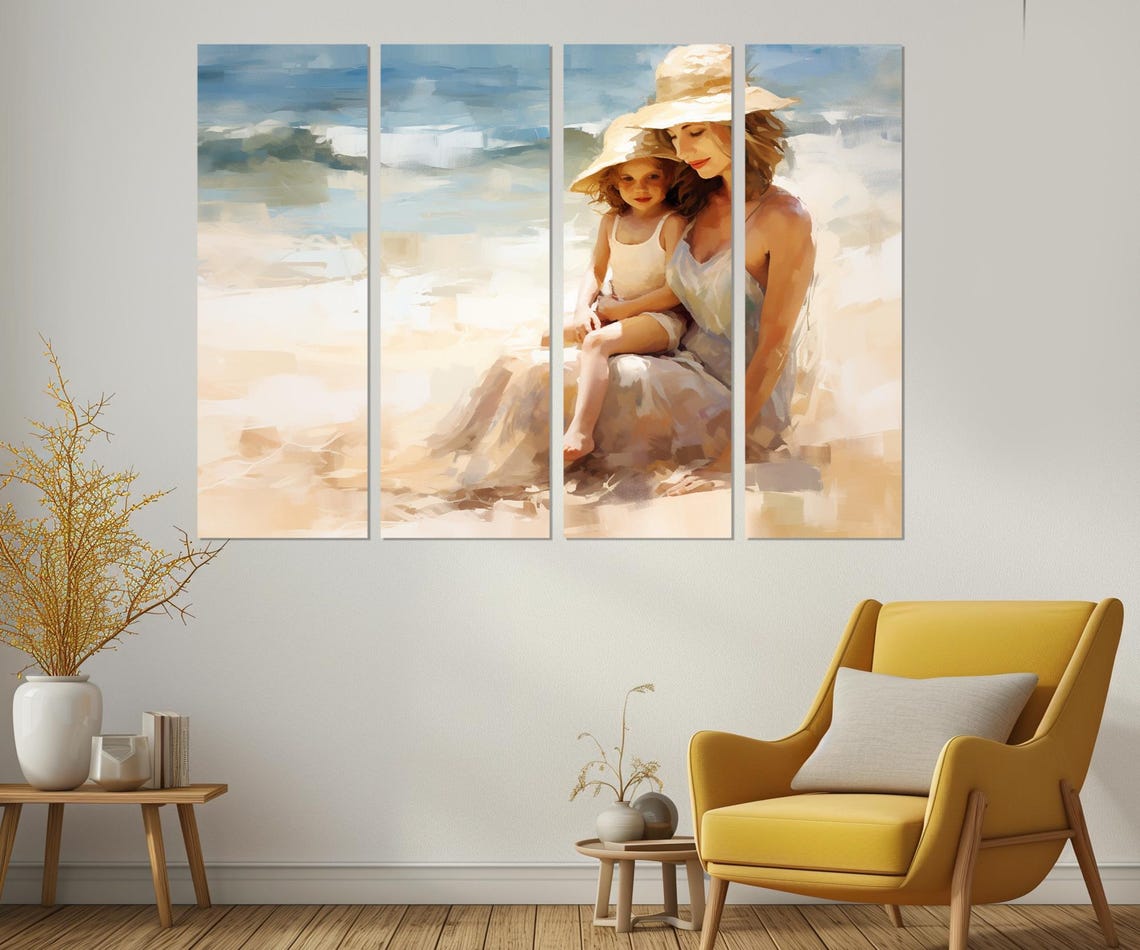 Mother And Daughter Abstract Painting Print Family Painting Family Wall Art Maternity House Decor Framed And Ready To Hang - Image 3