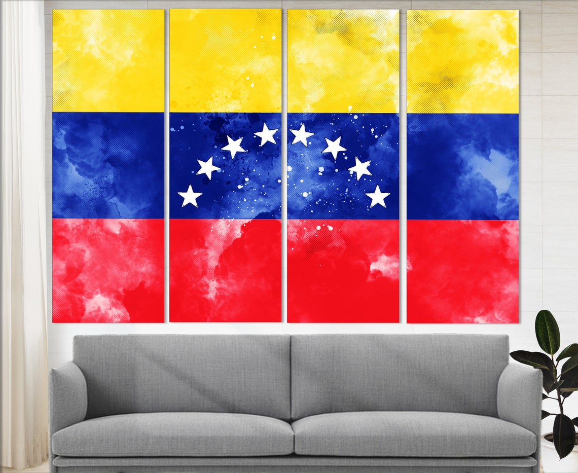 Venezuela Flag Grunge Watercolor Yellow Blue Red Stars Poster - Image 2