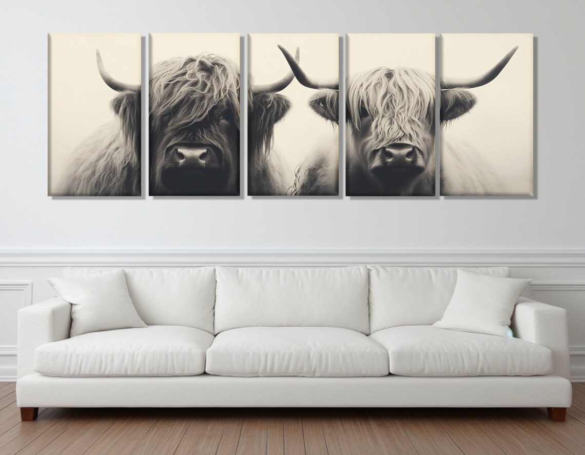 Highland Cows Couple, Farmhouse Wall Art Print - Image 3