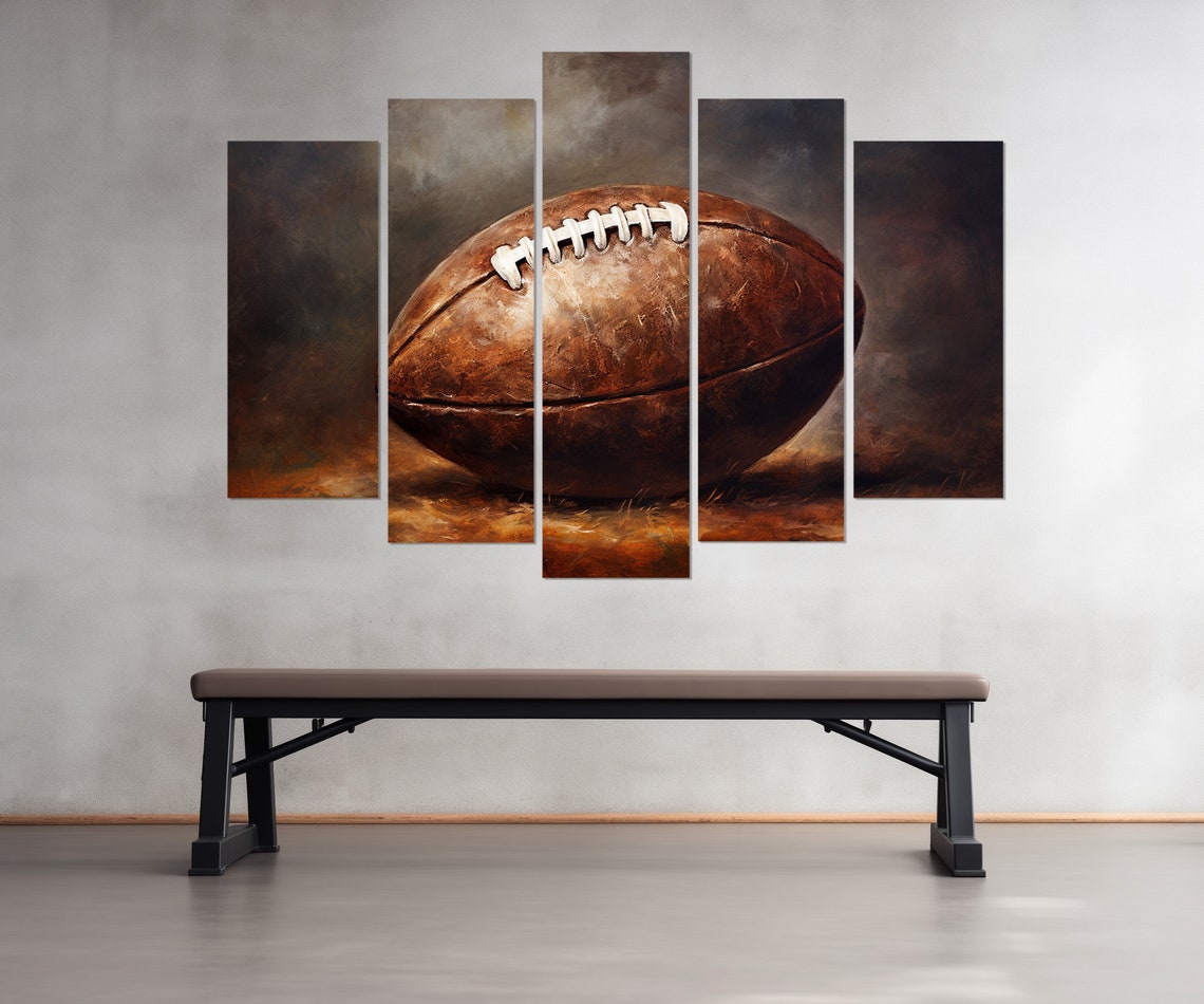 Vintage Football Ball Painting Print Retro Football Wall Art Football Wall Decor Football Player Gift Framed And Ready To Hang - Image 3