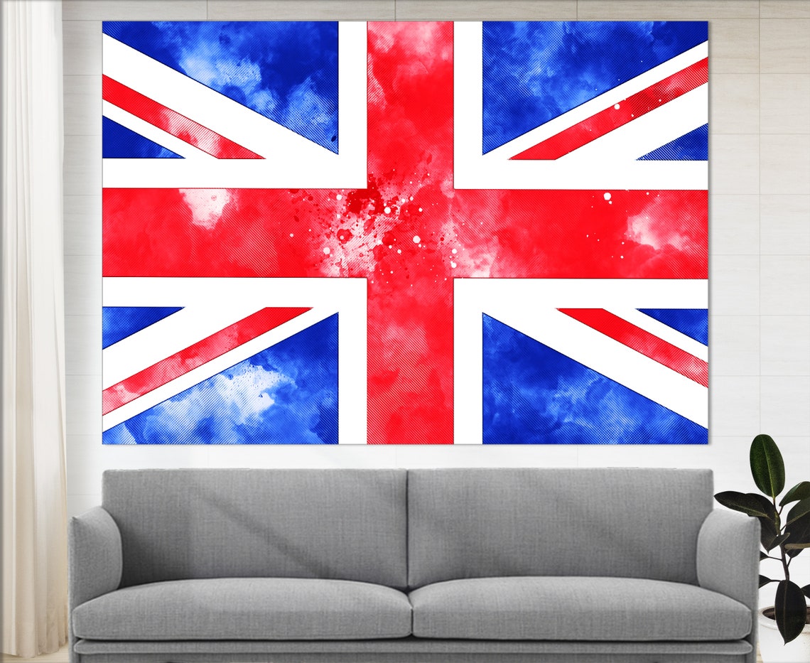 United Kingdom Flag Union Jack Grunge Watercolor British Wall Poster