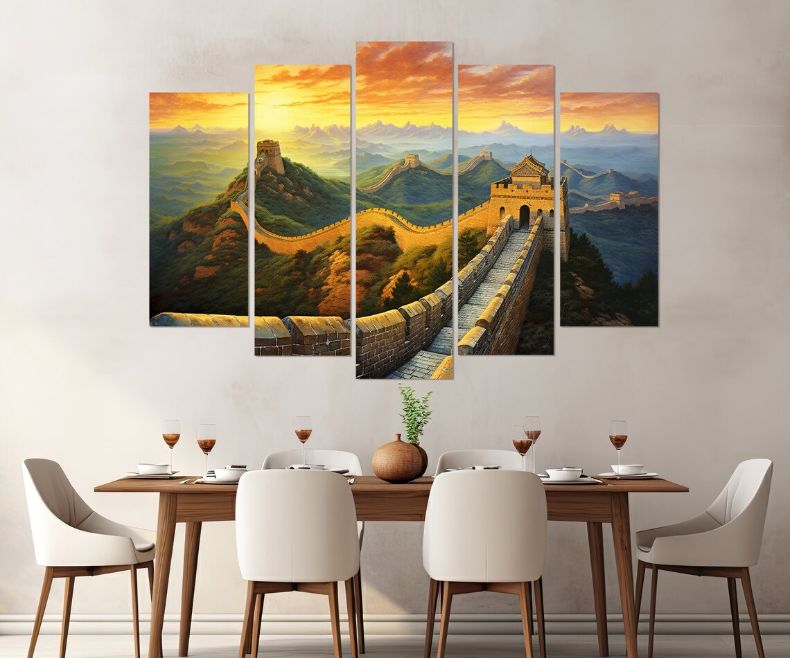 Great Wall Of China Golden Sunset Watchtowers Winding Ramparts Poster - Image 3