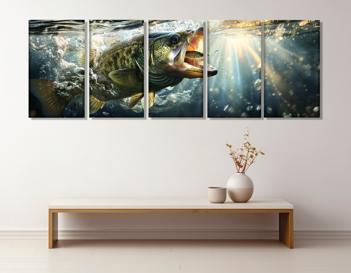 Largemouth Bass Fishing Wall Art Print for Anglers - Image 3