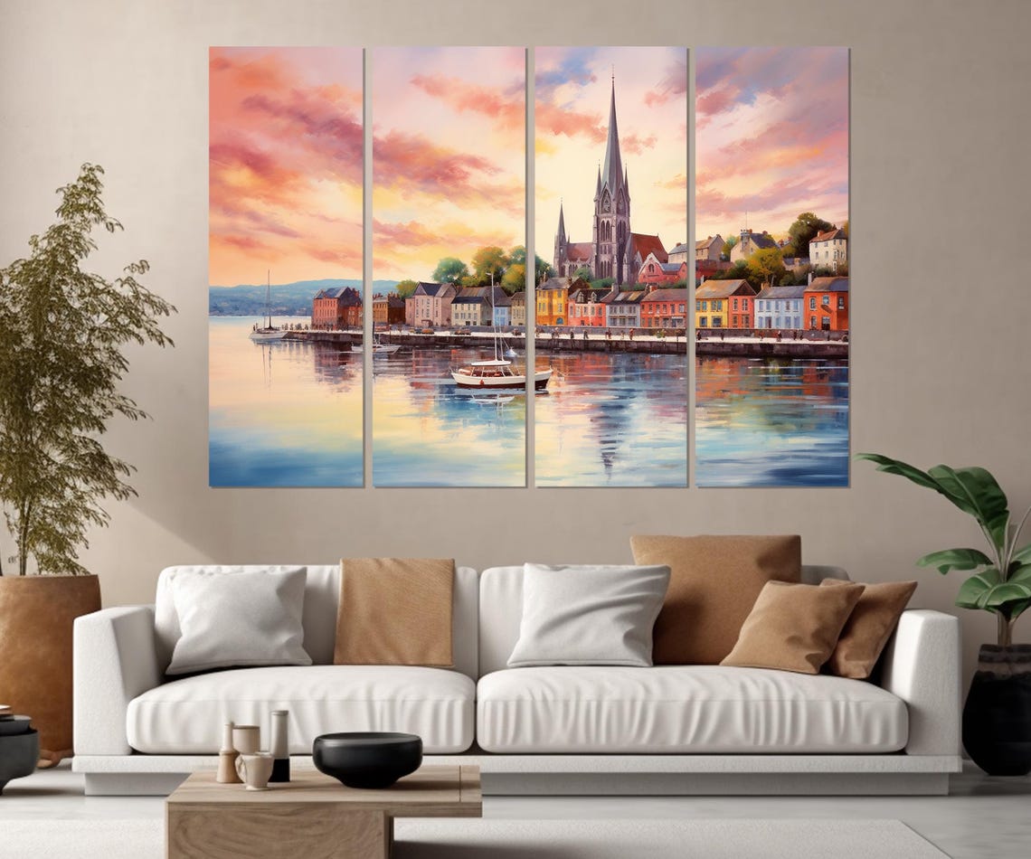 Cobh Ireland Cathedral Harbor Waterfront Sunset Boats Wall Poster - Image 3